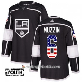 Män Ishockey Los Angeles Kings Tröja Jake Muzzin 6 Adidas 2017-2018 Svart USA Flag Fashion Authentic